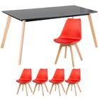 Kit - Mesa De Jantar Retangular 80 X 160 Preto + 4 Cadeiras E