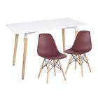 Kit - Mesa De Jantar Retangular Eames 60 X 120 Cm Branco + 2