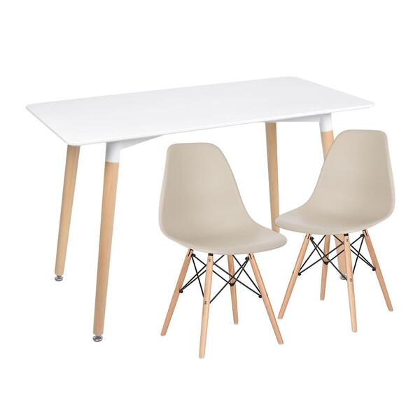 Kit - Mesa De Jantar Retangular Eames 60 X 120 Cm Branco + 2