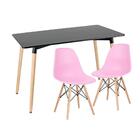 Kit - Mesa De Jantar Retangular Eames 60 X 120 Cm Preto + 2 C