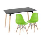 Kit - Mesa De Jantar Retangular Eames 60 X 120 Cm Preto + 2 C