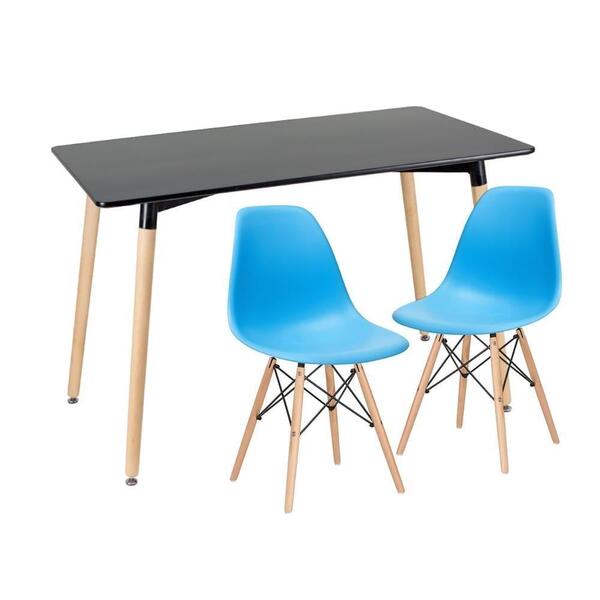 Kit - Mesa De Jantar Retangular Eames 60 X 120 Cm Preto + 2 C