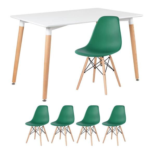 Kit - Mesa De Jantar Retangular Eames 80 X 120 Cm Branco + 4