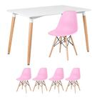Kit - Mesa De Jantar Retangular Eames 80 X 120 Cm Branco + 4