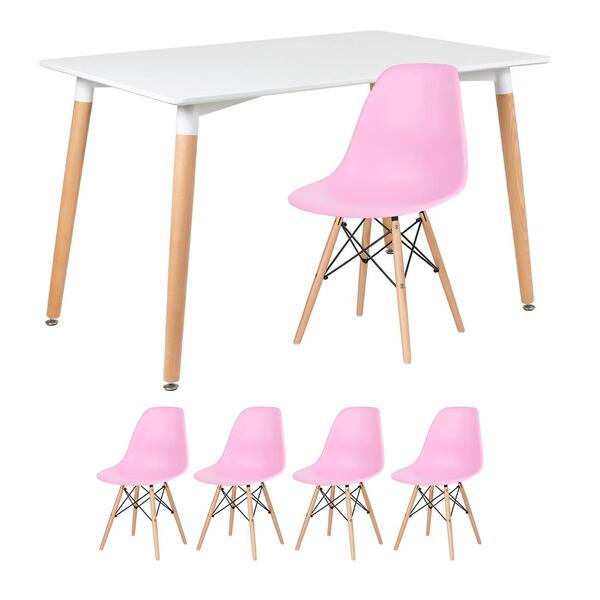 Kit - Mesa De Jantar Retangular Eames 80 X 120 Cm Branco + 4