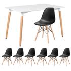 Kit - Mesa De Jantar Retangular Eames 80 X 120 Cm Branco + 6