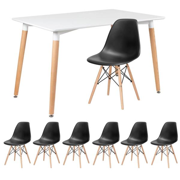 Kit - Mesa De Jantar Retangular Eames 80 X 120 Cm Branco + 6