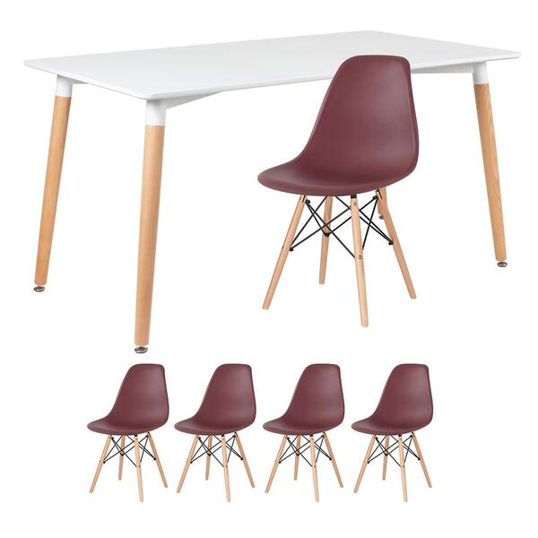 Kit - Mesa De Jantar Retangular Eames 80 X 140 Cm Branco + 4