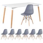 Kit - Mesa De Jantar Retangular Eames 80 X 140 Cm Branco + 6