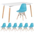 Kit - Mesa De Jantar Retangular Eames 80 X 140 Cm Branco + 6