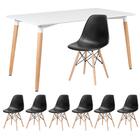 Kit - Mesa De Jantar Retangular Eames 80 X 140 Cm Branco + 6