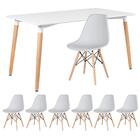 Kit - Mesa De Jantar Retangular Eames 80 X 140 Cm Branco + 6