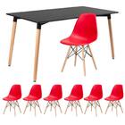 Kit - Mesa De Jantar Retangular Eames 80 X 140 Cm Preto + 6 C
