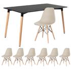 Kit - Mesa De Jantar Retangular Eames 80 X 140 Cm Preto + 6 C