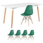 Kit - Mesa De Jantar Retangular Eames 80 X 160 Cm Branco + 4