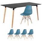 Kit - Mesa De Jantar Retangular Eames 80 X 160 Cm Preto + 4 C
