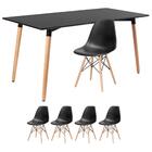 Kit - Mesa De Jantar Retangular Eames 80 X 160 Cm Preto + 4 C