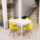 Kit Mesa De Jantar Robust 110x90 Branca + 04 Cadeiras Charles