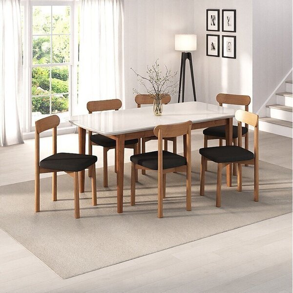 Kit Mesa De Jantar Tangará 180cm E 6 Cadeiras Pitanga Cabecas