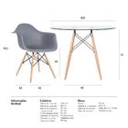 Kit - Mesa De Vidro Eames 100 Cm + 4 Cadeiras Eiffel Daw Cinz