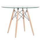 Kit - Mesa De Vidro Eames 100 Cm + 4 Cadeiras Eiffel Daw Cinz