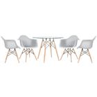 Kit - Mesa De Vidro Eames 100 Cm + 4 Cadeiras Eiffel Daw Cinz