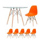 Kit - Mesa De Vidro Eames 100 Cm + 5 Cadeiras Eiffel Dsw Lara