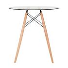 Kit - Mesa De Vidro Eames 70 Cm + 3 Cadeiras Eiffel Dsw Rosa