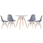 Kit - Mesa De Vidro Eames 70 Cm + 4 Cadeiras Eiffel Dsw Cinza