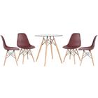 Kit - Mesa De Vidro Eames 70 Cm + 4 Cadeiras Eiffel Dsw Marrom