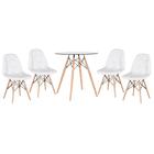 Kit - Mesa De Vidro Eames 70 Cm + 4 Cadeiras Estofadas Eiffel