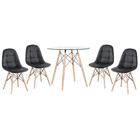 Kit - Mesa De Vidro Eames 80 Cm + 4 Cadeiras Estofadas Eiffel