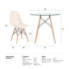 Kit - Mesa De Vidro Eames 80 Cm + 4 Cadeiras Estofadas Eiffel