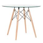 Kit - Mesa De Vidro Eames 90 Cm + 4 Cadeiras Eiffel Dsw Branco