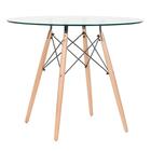 Kit - Mesa De Vidro Eames 90 Cm + 4 Cadeiras Eiffel Dsw Cinza
