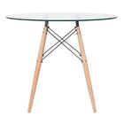 Kit - Mesa De Vidro Eames 90 Cm + 4 Cadeiras Eiffel Dsw Marrom