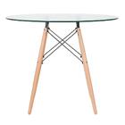 Kit - Mesa De Vidro Eames 90 Cm + 5 Cadeiras Estofadas Botonê