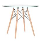 Kit - Mesa De Vidro Eames 90 Cm + 5 Cadeiras Estofadas Botonê