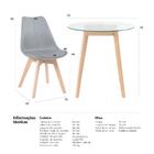 Kit - Mesa De Vidro Leda 70 Cm + 3 Cadeiras Estofadas Leda Ci