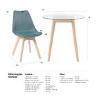 Kit - Mesa De Vidro Leda 70 Cm + 3 Cadeiras Estofadas Leda Ve