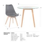 Kit - Mesa De Vidro Leda 80 Cm + 2 Cadeiras Estofadas Leda Pr