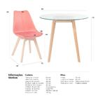 Kit - Mesa De Vidro Leda 80 Cm + 2 Cadeiras Estofadas Leda Ve