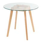 Kit - Mesa De Vidro Leda 80 Cm + 3 Cadeiras Estofadas Leda Cr