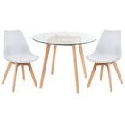 Kit - Mesa De Vidro Leda 90 Cm + 2 Cadeiras Estofadas Leda Br
