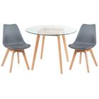 Kit - Mesa De Vidro Leda 90 Cm + 2 Cadeiras Estofadas Leda Ci