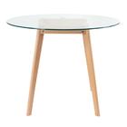 Kit - Mesa De Vidro Leda 90 Cm + 4 Cadeiras Estofadas Leda Ve