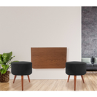 Kit Mesa Dobrável Articulada Lauren E 2 Puffs Redondos Loren