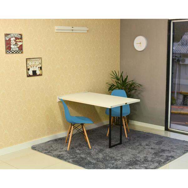 Kit Mesa Dobrável Retrátil 120x75 Branca + 2 Cadeiras Charles