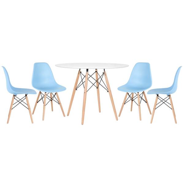 Kit - Mesa Eames 100 Cm Branco + 4 Cadeiras Eames Eiffel Dsw