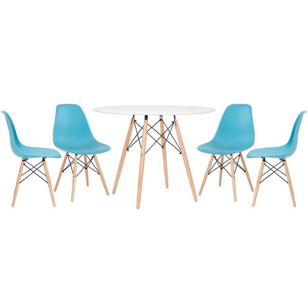 Kit - Mesa Eames 100 Cm Branco + 4 Cadeiras Eames Eiffel Dsw